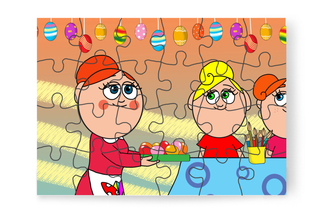 Előkészítik a tojásokat – Klára és a húsvéti tojások puzzle, 24 darab [TC45-14-P24]