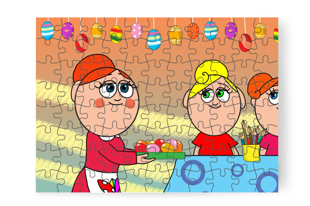 Előkészítik a tojásokat – Klára és a húsvéti tojások puzzle, 88 darab [TC45-14-P88]