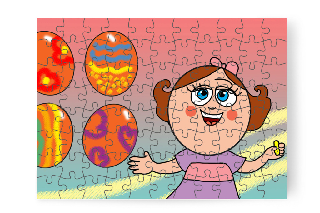 Natali zsírkrétával rajzol – Klára és a húsvéti tojások puzzle, 88 darab [TC45-16-P88]