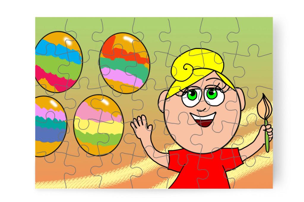 Kata befesteti a tojásokat – Klára és a húsvéti tojások puzzle, 35 darab [TC45-18-P35]