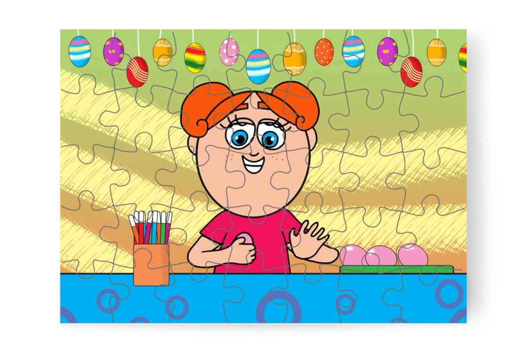 Klára személyes mintákat rajzol – Klára és a húsvéti tojások puzzle, 35 darab [TC45-19-P35]