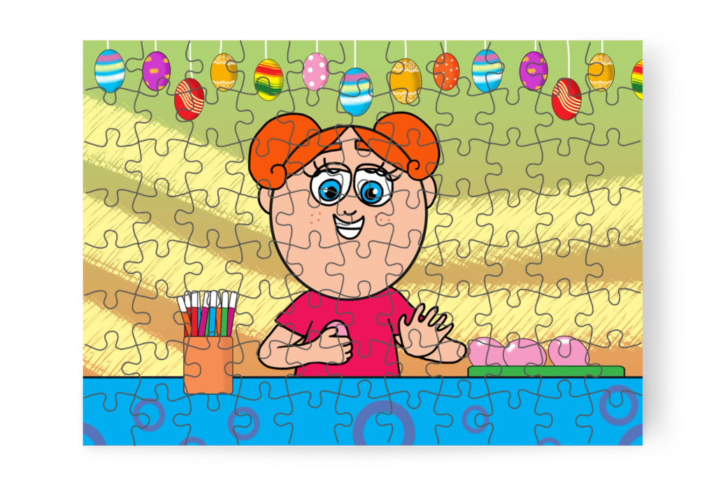 Klára személyes mintákat rajzol – Klára és a húsvéti tojások puzzle, 88 darab [TC45-19-P88]