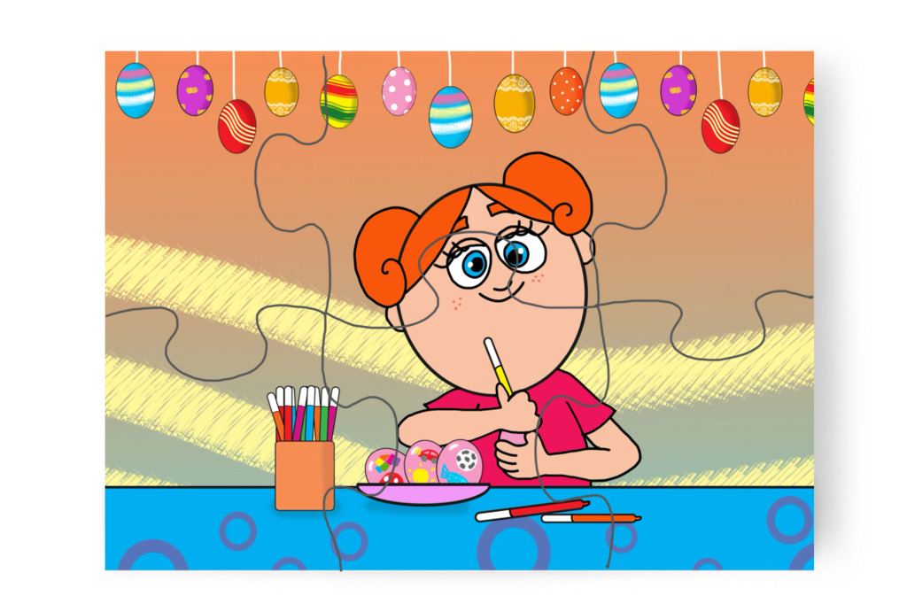 Klára sokáig díszít – Klára és a húsvéti tojások puzzle, 6 darab [TC45-24-P06]