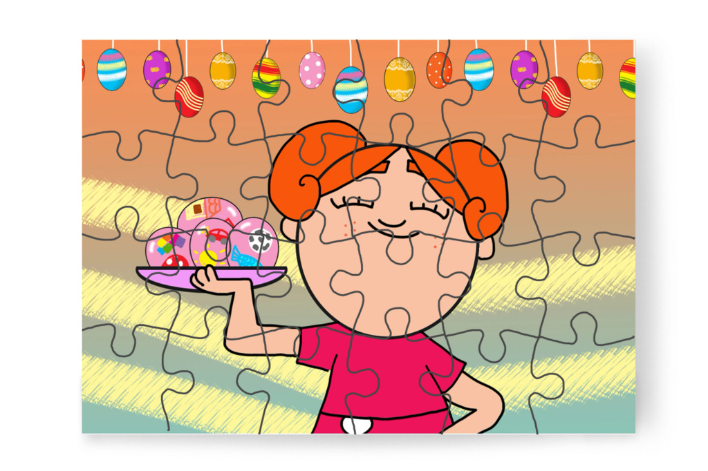 Klára büszke a kész tojásokra – Klára és a húsvéti tojások puzzle, 24 darab [TC45-25-P24]