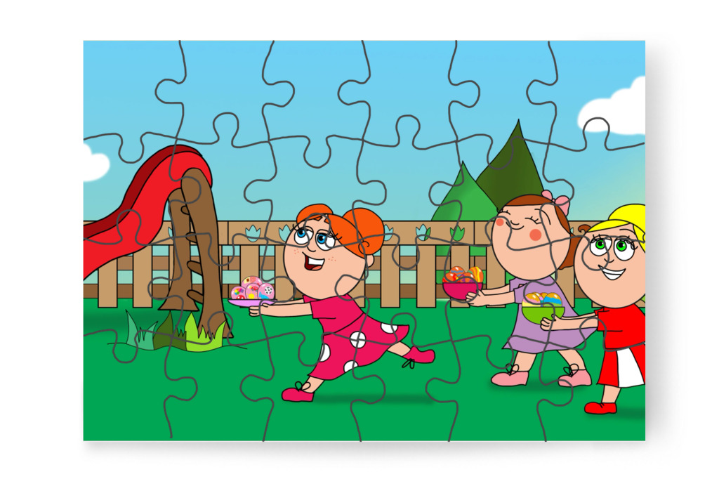 Klára kiszalad az udvarra – Klára és a húsvéti tojások puzzle, 24 darab [TC45-26-P24]