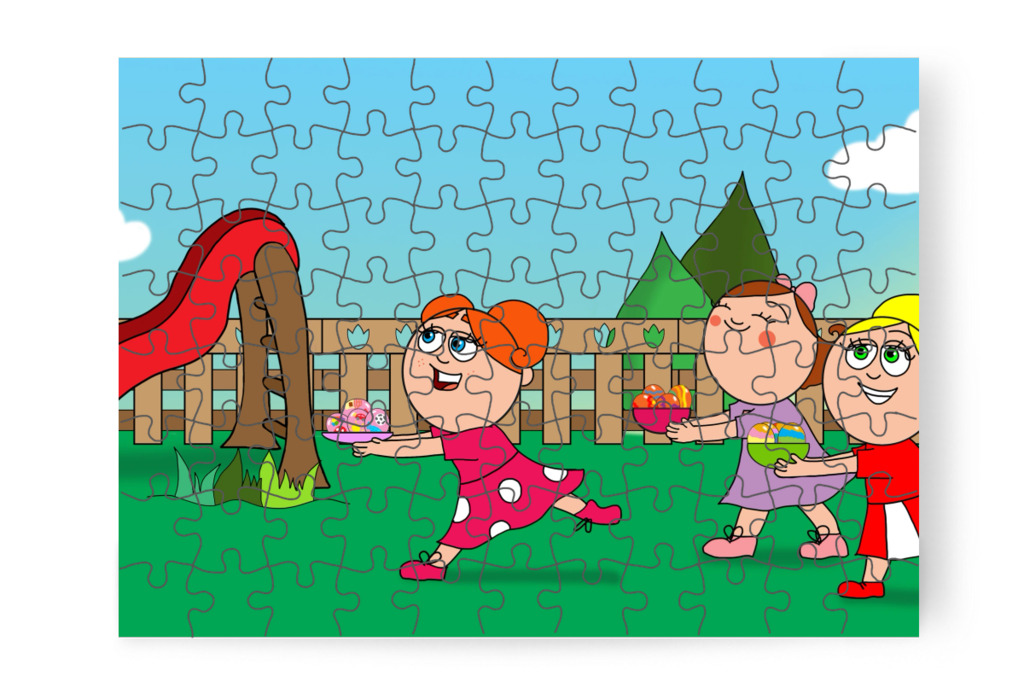 Klára kiszalad az udvarra – Klára és a húsvéti tojások puzzle, 88 darab [TC45-26-P88]