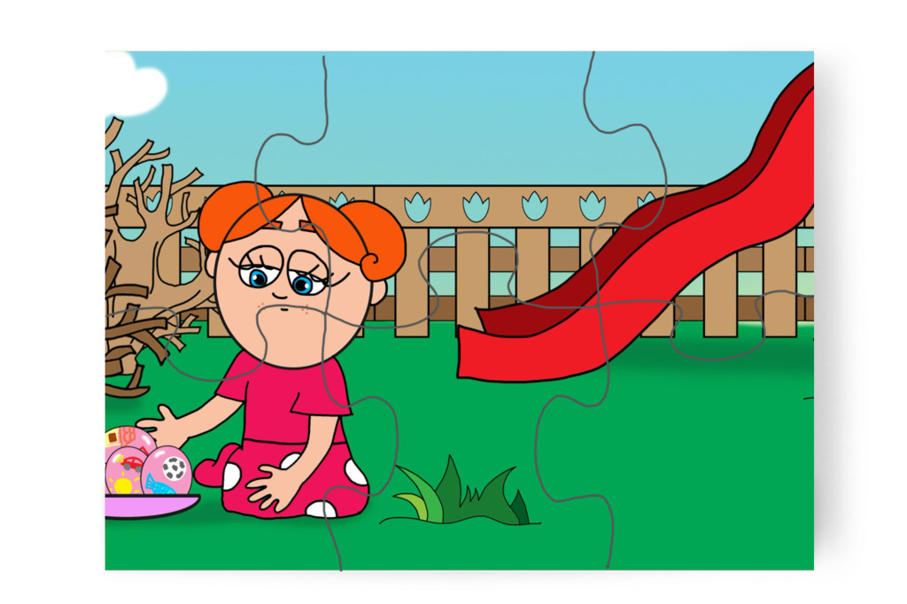 A földre teszi a tojásokat – Klára és a húsvéti tojások puzzle, 6 darab [TC45-28-P06]
