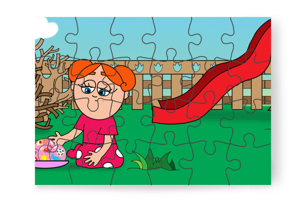 A földre teszi a tojásokat – Klára és a húsvéti tojások puzzle, 24 darab [TC45-28-P24]