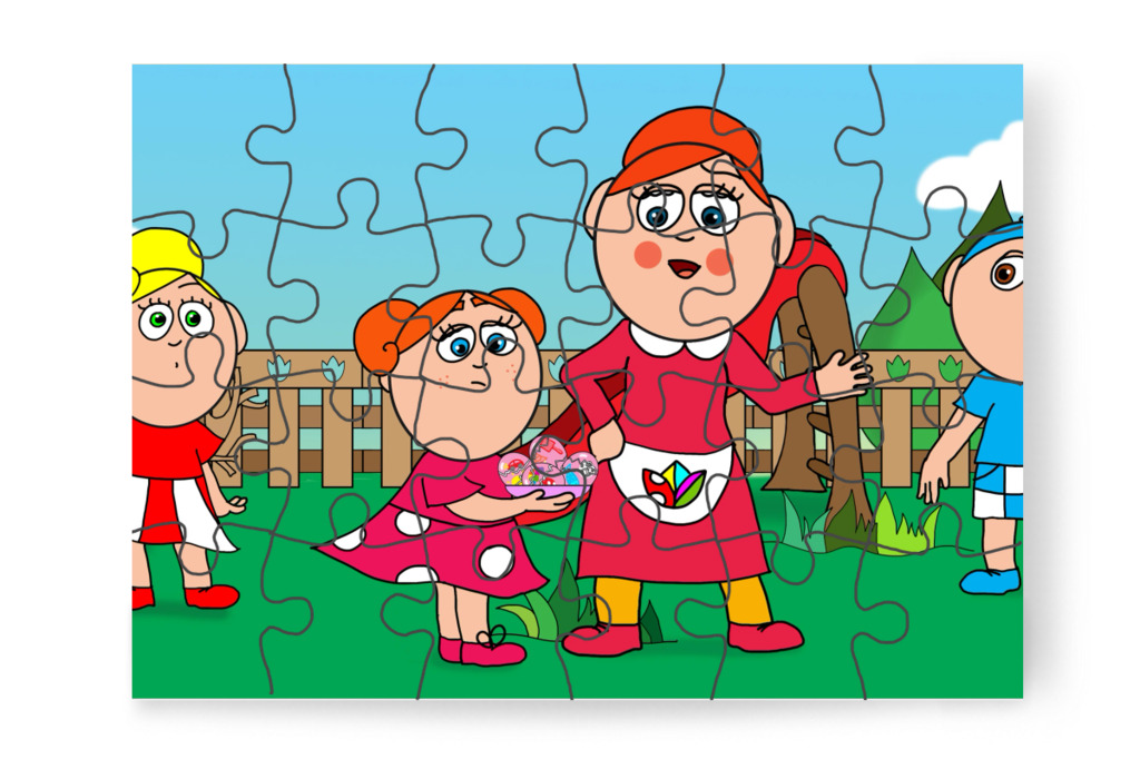 Óvónéni csokitojást ajánl – Klára és a húsvéti tojások puzzle, 24 darab [TC45-32-P24]