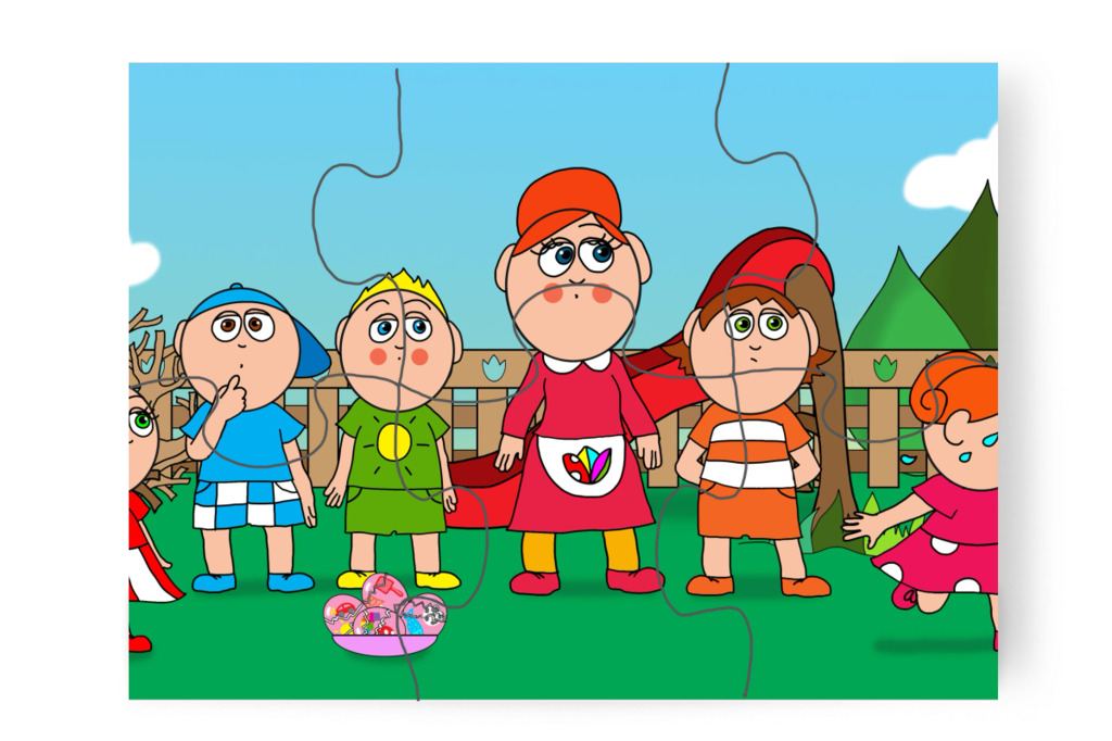 Klára sírva befut az óvodába – Klára és a húsvéti tojások puzzle, 6 darab [TC45-34-P06]