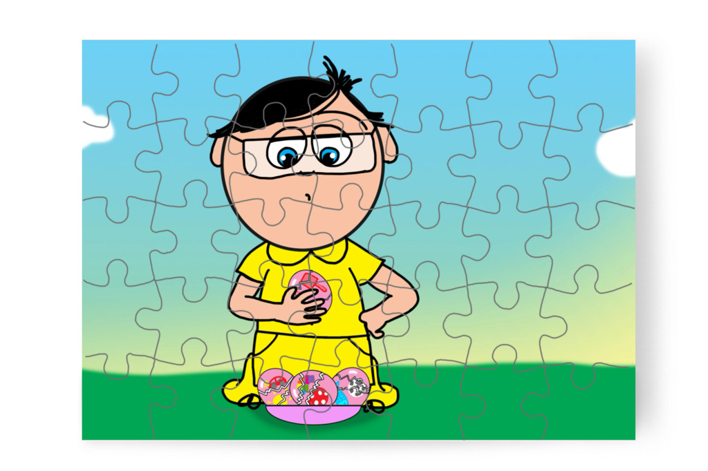Tamás megvizsgálja a tojásokat – Klára és a húsvéti tojások puzzle, 35 darab [TC45-35-P35]