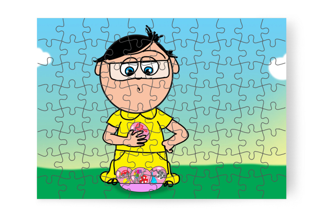 Tamás megvizsgálja a tojásokat – Klára és a húsvéti tojások puzzle, 88 darab [TC45-35-P88]