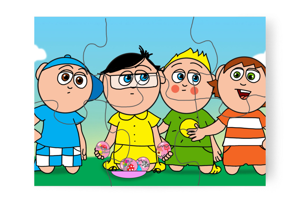 A fiúk megértik Klára munkáját – Klára és a húsvéti tojások puzzle, 6 darab [TC45-37-P06]