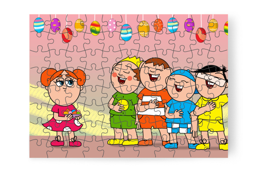 Klárának külön verset mondanak – Klára és a húsvéti tojások puzzle, 88 darab [TC45-44-P88]