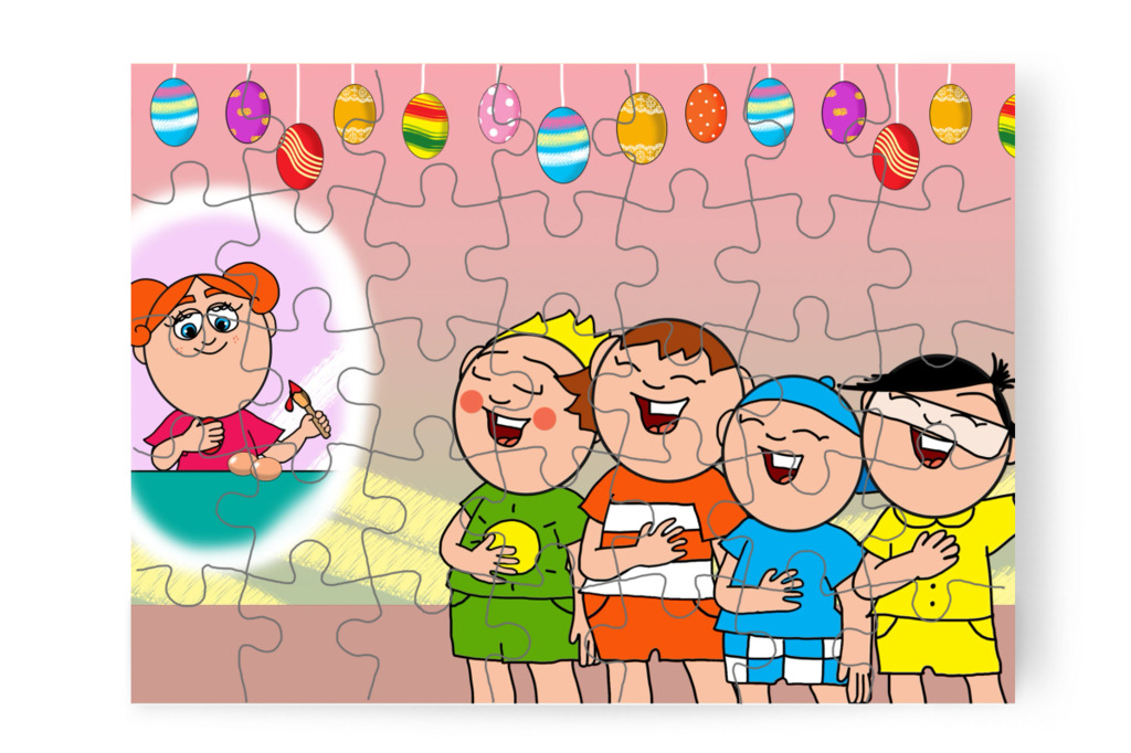 A fiúk dicsérik a rajzokat – Klára és a húsvéti tojások puzzle, 35 darab [TC45-45-P35]