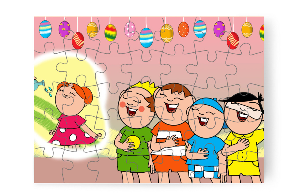 Klárától locsolási engedélyt kérnek – Klára és a húsvéti tojások puzzle, 35 darab [TC45-48-P35]