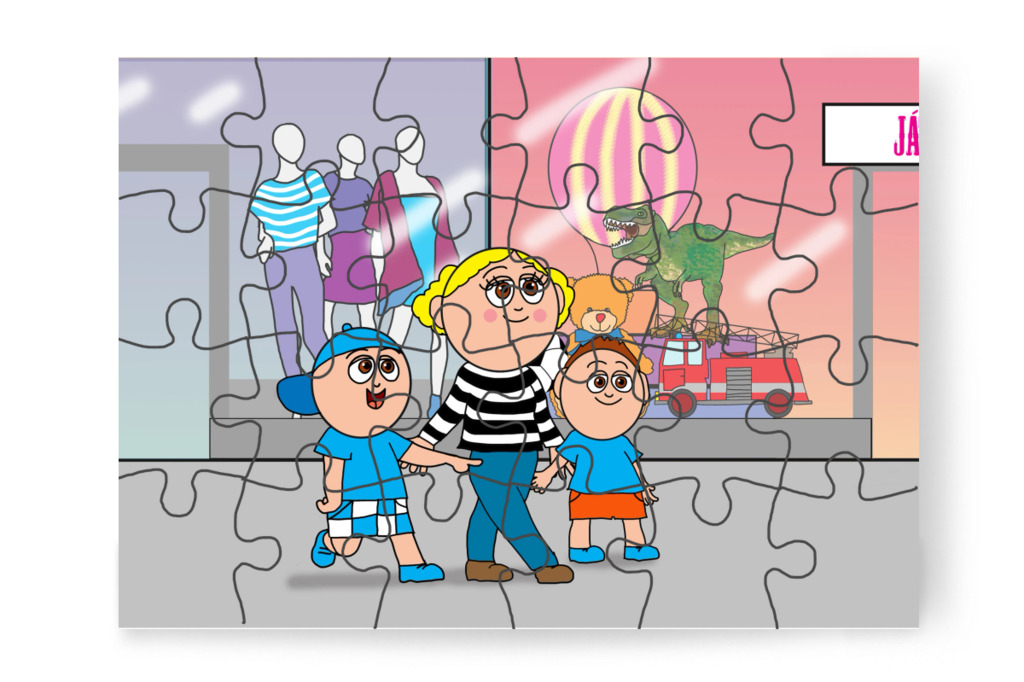 A család a játékboltba készül – Márky elveszik a plázában puzzle, 24 darab [TC46-02-P24]