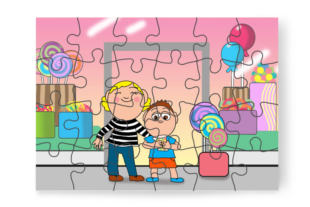 Marci gumicukrot szeretne – Márky elveszik a plázában puzzle, 24 darab [TC46-10-P24]