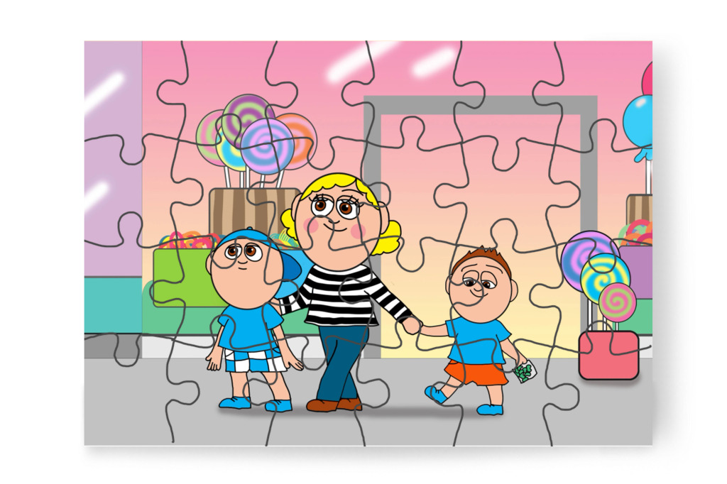 A mozgólépcső felé indulnak – Márky elveszik a plázában puzzle, 24 darab [TC46-12-P24]