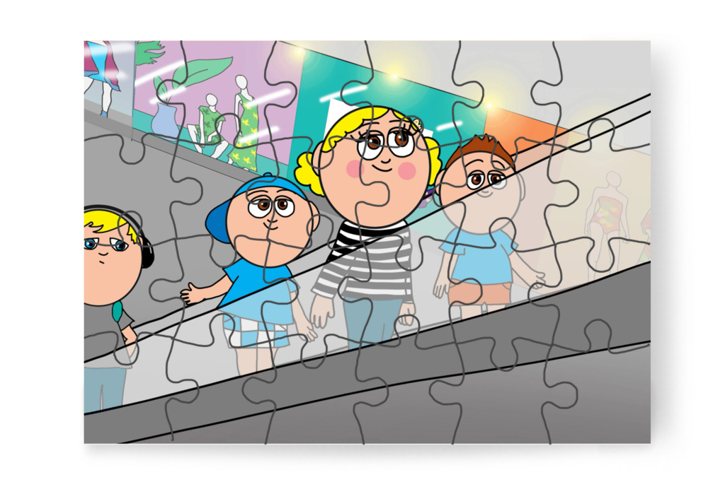 Felmennek a második emeletre – Márky elveszik a plázában puzzle, 24 darab [TC46-13-P24]