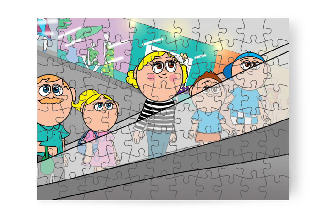 Újabb mozgólépcső következik – Márky elveszik a plázában puzzle, 88 darab [TC46-17-P88]