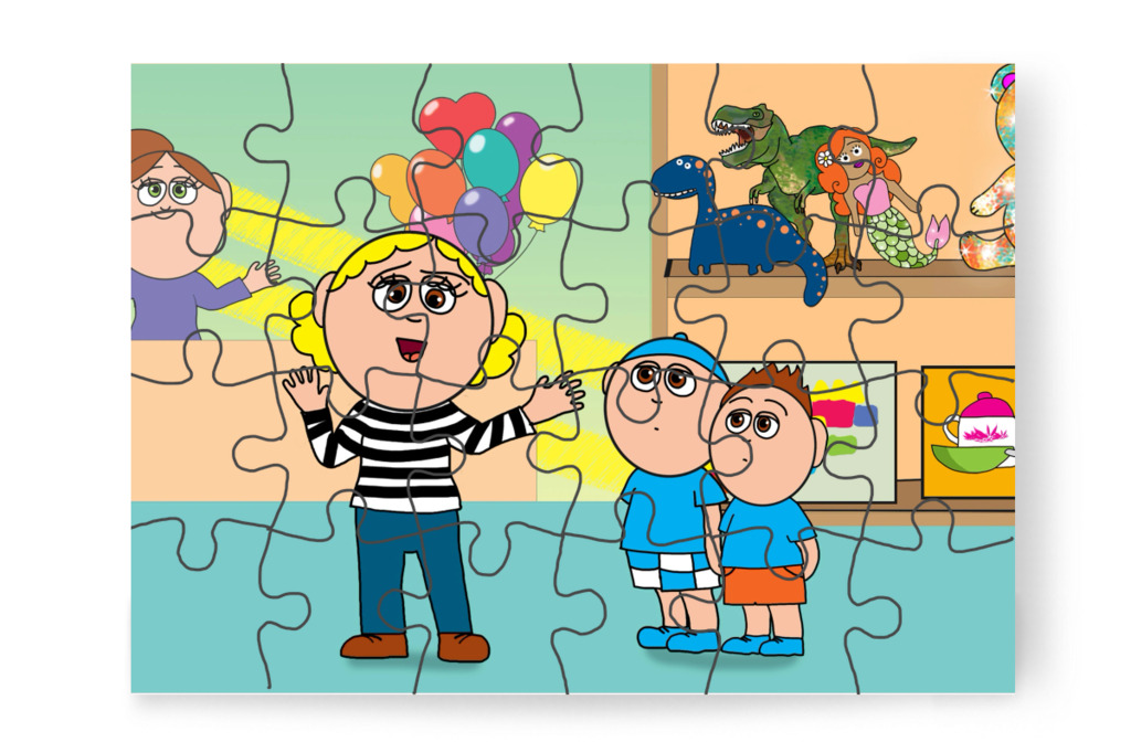 Anyukájuk óvatosságra inti őket – Márky elveszik a plázában puzzle, 24 darab [TC46-21-P24]