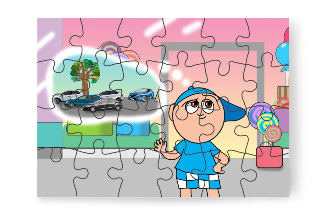 Márky az autóhoz indulna – Márky elveszik a plázában puzzle, 24 darab [TC46-36-P24]