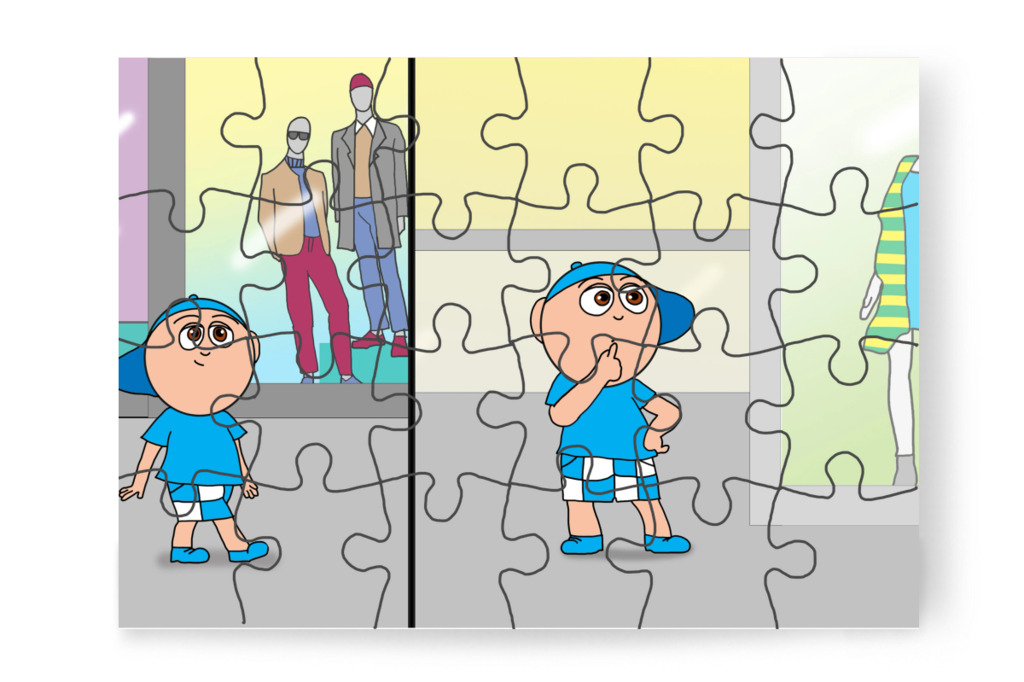 Nem ismeri fel a boltokat – Márky elveszik a plázában puzzle, 24 darab [TC46-38-P24]