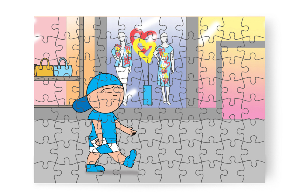 Egyedül keresi anyát és Marcit – Márky elveszik a plázában puzzle, 88 darab [TC46-41-P88]
