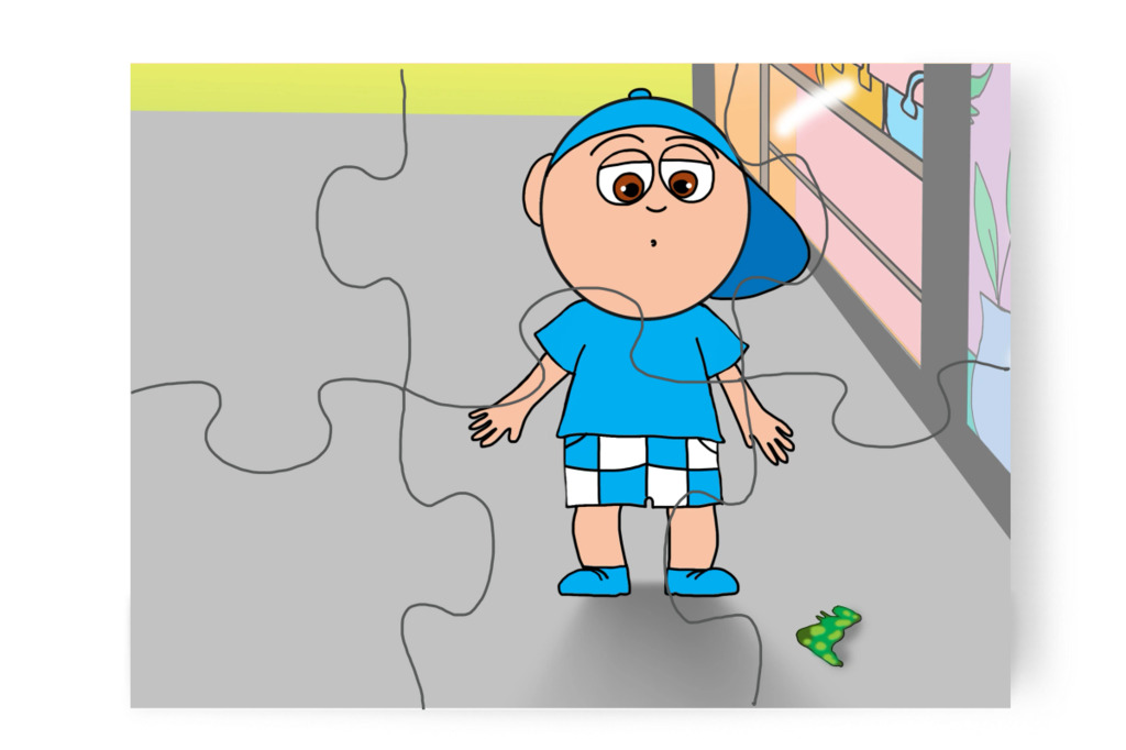 Valamit meglát a földön – Márky elveszik a plázában puzzle, 6 darab [TC46-42-P06]