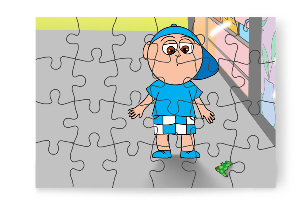Valamit meglát a földön – Márky elveszik a plázában puzzle, 24 darab [TC46-42-P24]