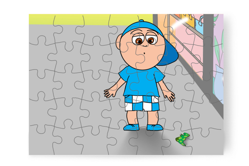 Valamit meglát a földön – Márky elveszik a plázában puzzle, 35 darab [TC46-42-P35]