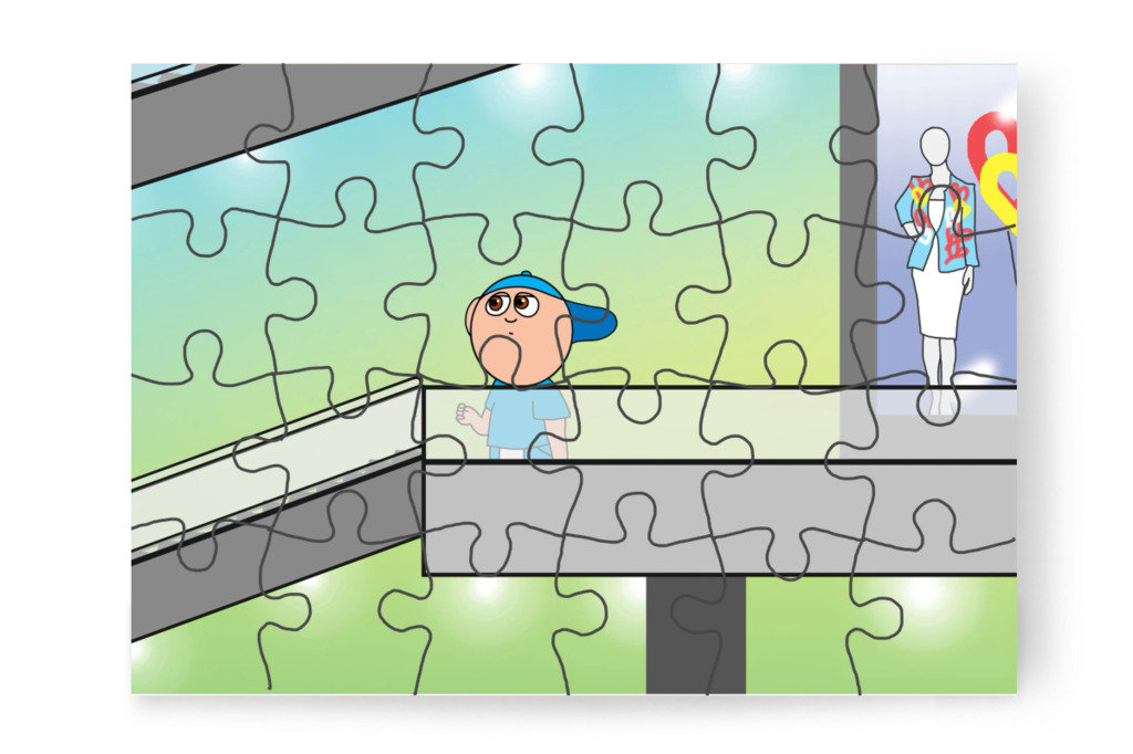 A nyomok az előcsarnokba vezetnek – Márky elveszik a plázában puzzle, 24 darab [TC46-45-P24]