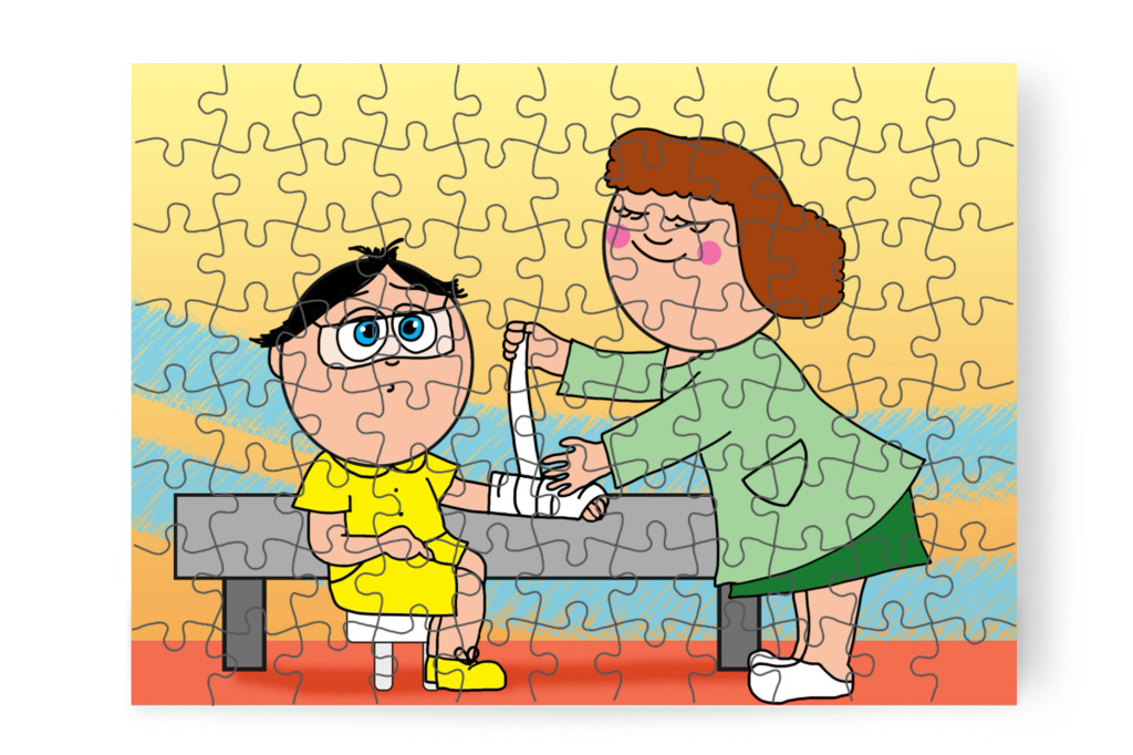 A törött kezét is begipszelték – Tamás fogorvoshoz megy puzzle, 88 darab [TC47-03-P88]