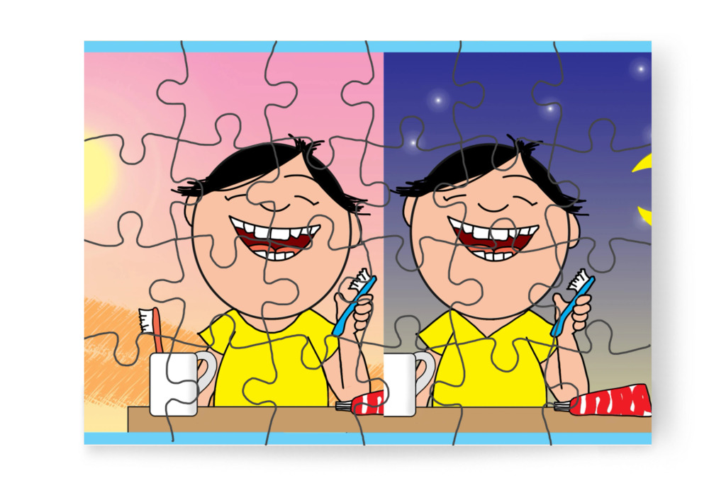 Tamás rendszeresen fogat mos – Tamás fogorvoshoz megy puzzle, 24 darab [TC47-06-P24]