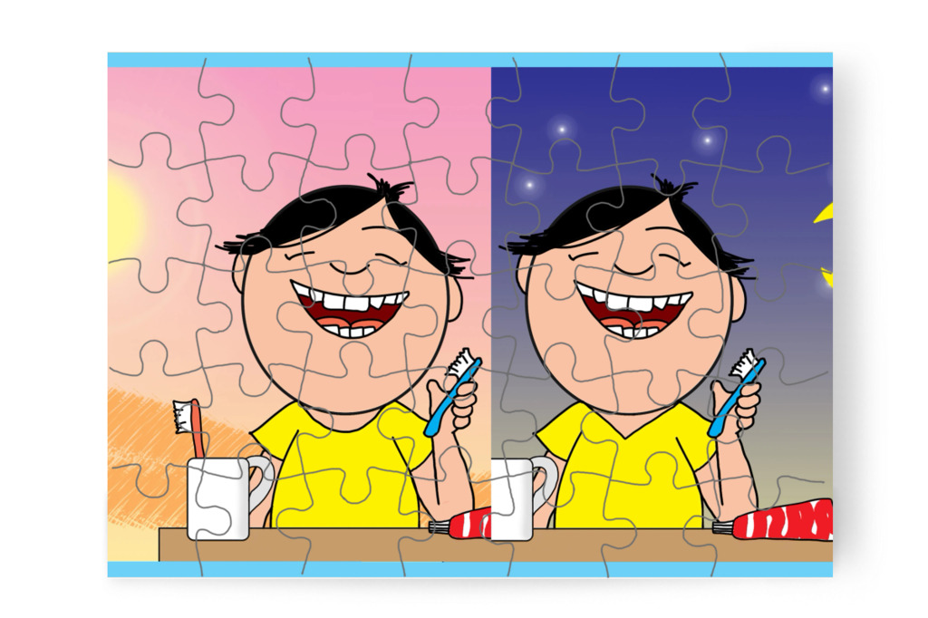 Tamás rendszeresen fogat mos – Tamás fogorvoshoz megy puzzle, 35 darab [TC47-06-P35]
