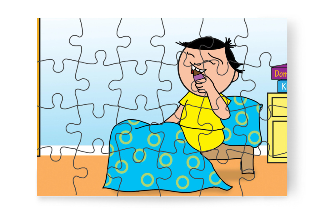 Csokit eszik fogmosás után – Tamás fogorvoshoz megy puzzle, 24 darab [TC47-09-P24]