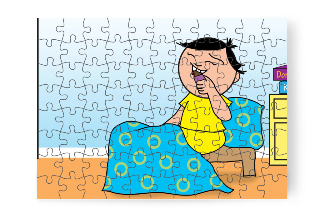 Csokit eszik fogmosás után – Tamás fogorvoshoz megy puzzle, 88 darab [TC47-09-P88]