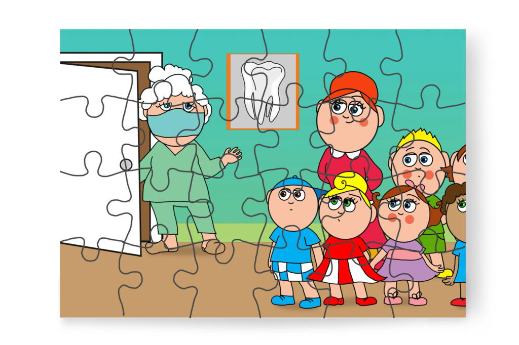 Egymás után hívják be a gyerekeket – Tamás fogorvoshoz megy puzzle, 24 darab [TC47-19-P24]