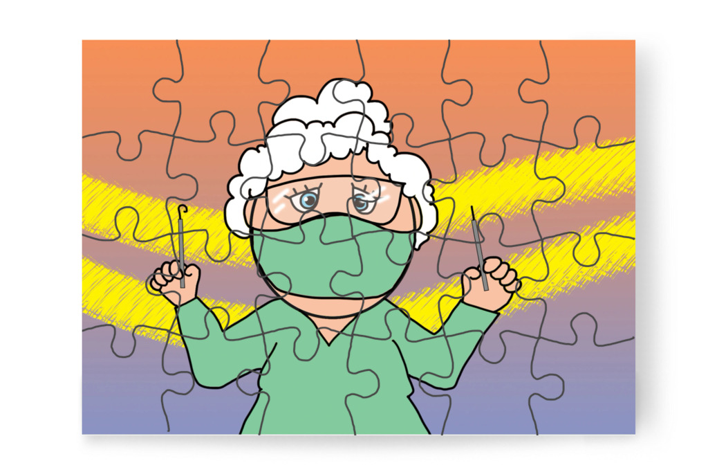Fúró néni eszközei ijesztőnek tűnnek – Tamás fogorvoshoz megy puzzle, 24 darab [TC47-21-P24]