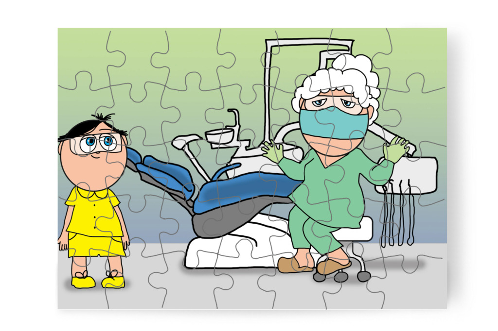 Tamás beül a fogorvosi székbe – Tamás fogorvoshoz megy puzzle, 35 darab [TC47-23-P35]