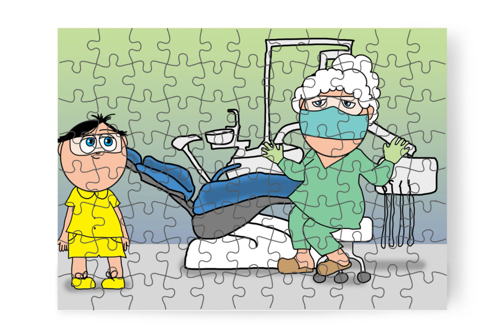 Tamás beül a fogorvosi székbe – Tamás fogorvoshoz megy puzzle, 88 darab [TC47-23-P88]
