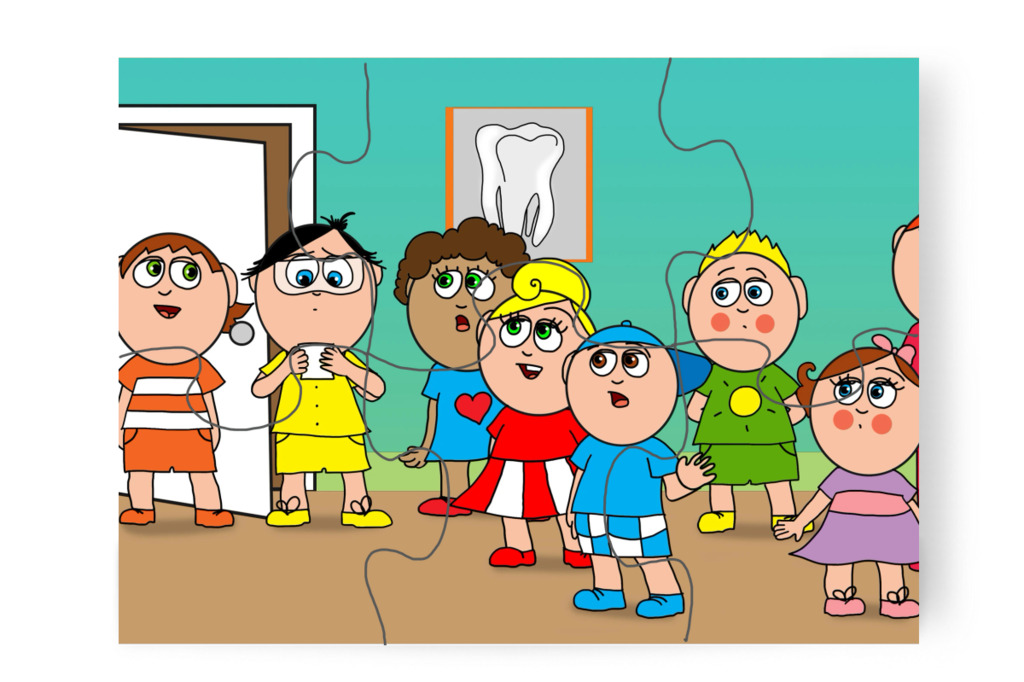 A többiek meglátják a cédulát – Tamás fogorvoshoz megy puzzle, 6 darab [TC47-27-P06]