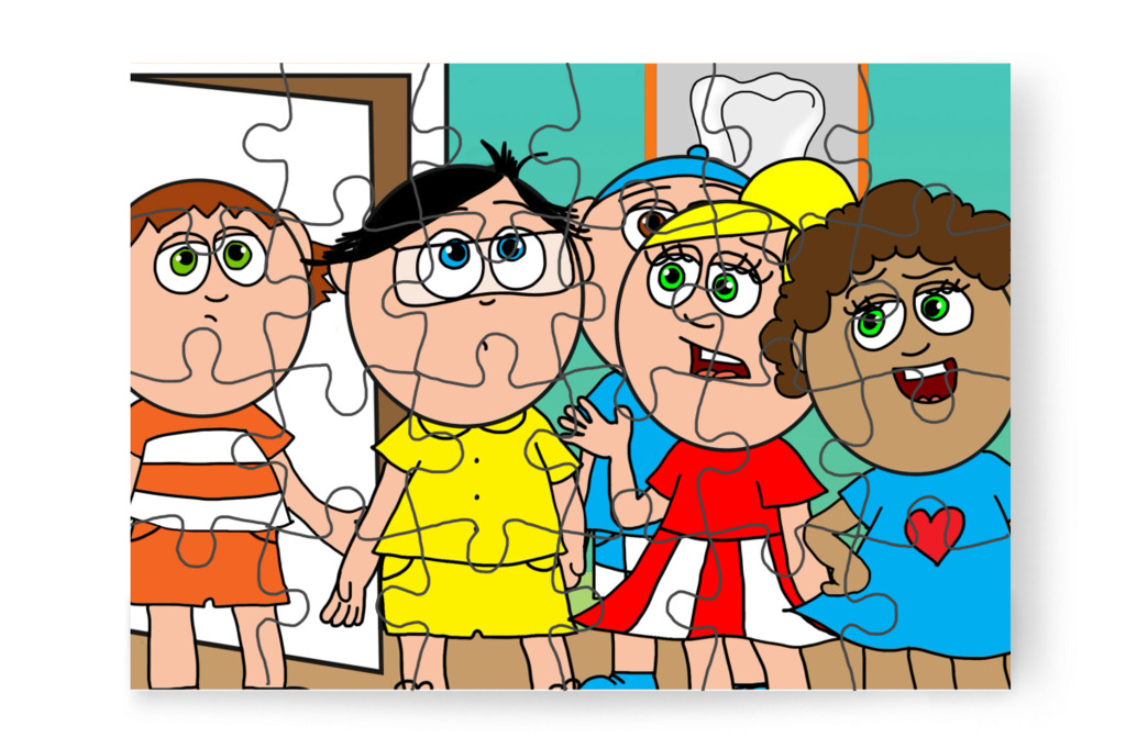 A többiek a szuritól tartanak – Tamás fogorvoshoz megy puzzle, 24 darab [TC47-30-P24]