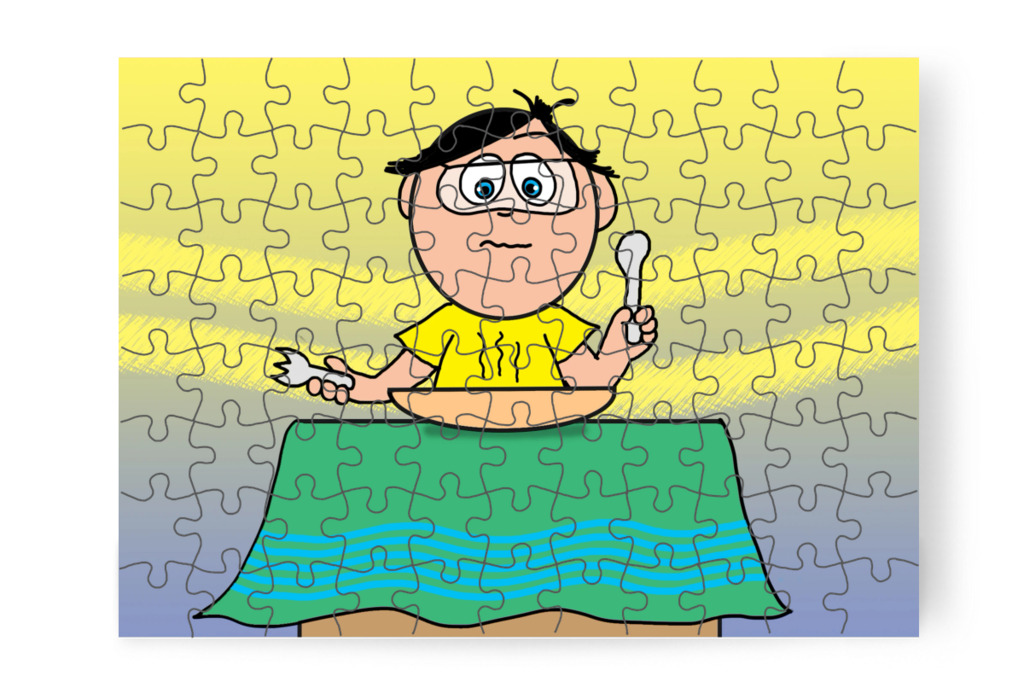 Vacsoránál is aggódik – Tamás fogorvoshoz megy puzzle, 88 darab [TC47-33-P88]