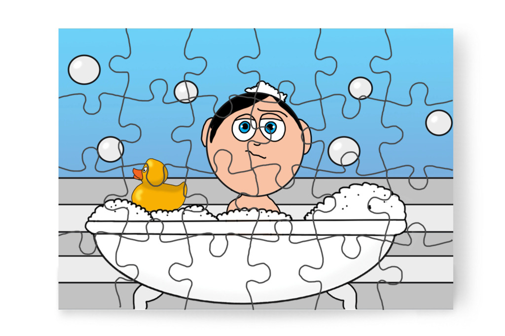 Fürdés közben is fél – Tamás fogorvoshoz megy puzzle, 24 darab [TC47-34-P24]