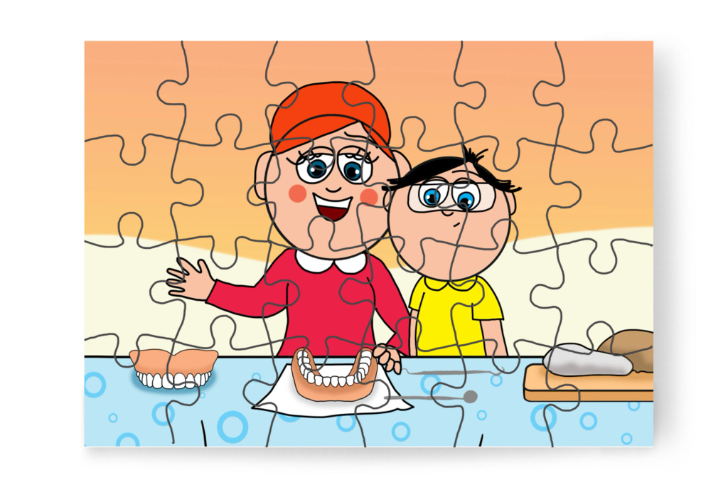 Óvónéni gyurmafogat készít – Tamás fogorvoshoz megy puzzle, 24 darab [TC47-40-P24]