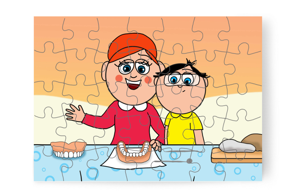 Óvónéni gyurmafogat készít – Tamás fogorvoshoz megy puzzle, 35 darab [TC47-40-P35]