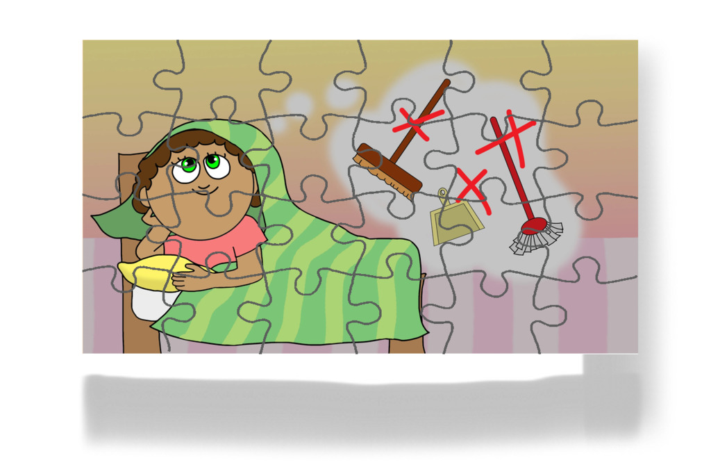 Dolly rendrakás nélküli napról álmodik – Dolly és a takarítás puzzle, 24 darab [TC49-08-P24]