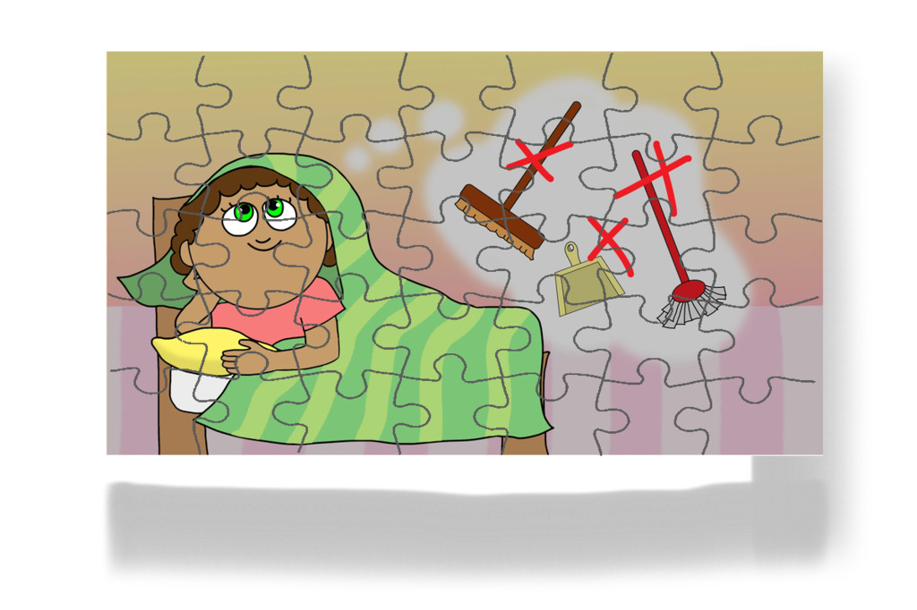 Dolly rendrakás nélküli napról álmodik – Dolly és a takarítás puzzle, 35 darab [TC49-08-P35]